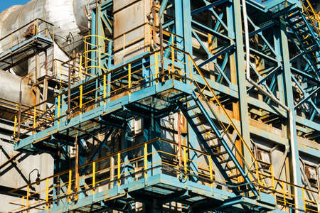 The equipment of oil refining,Close-up of industrial pipelines of an oil-refinery plant