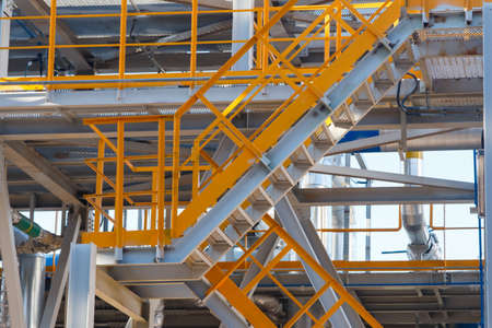 A small Chemical Plant with all the pipes and multi colors which could be a hazard to public healthの写真素材