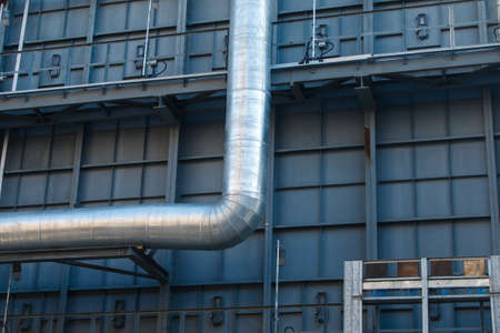 Equipment, cables and piping as found inside of a modern industrial power plantの写真素材