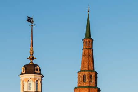 Falling tower of Syuyumbike in the Kazan Kremlin, Republic of Tatarstan, Russia. The most familiar landmark in Kazan.の写真素材