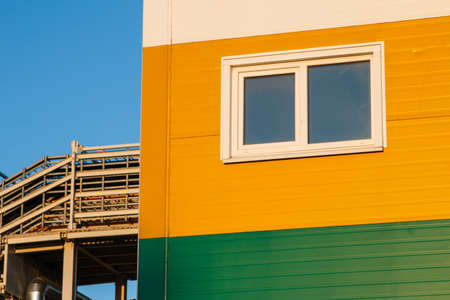 The production yellow green white building Territory of the plantの写真素材