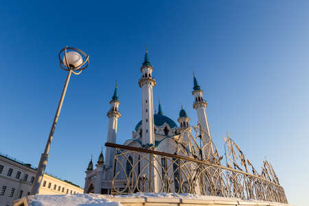 mosque kul sharif in the rays of sunset, Kazan Tatarstanの写真素材
