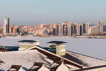 beautiful Winter cityscape panorama of Kazan. Tatarstan, Russiaの写真素材