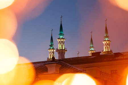 Kul Sharif mosque decorated for the celebration of the new yearの写真素材