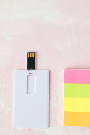 Corporate branding mockup template, isolated on wooden and leather background.