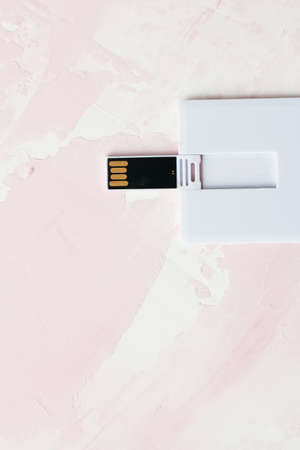 Corporate branding mockup template, isolated on wooden and leather background.の写真素材