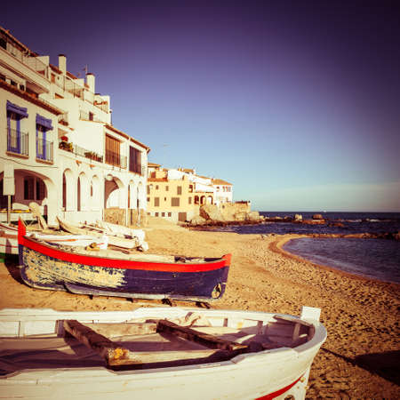 Square composition of Costa Brava with vintage colors.の写真素材