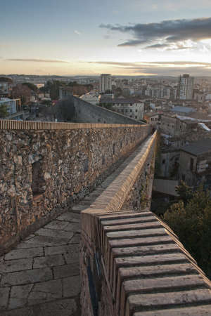 View from the top of the Girona walls, at the old distric of the city.の写真素材