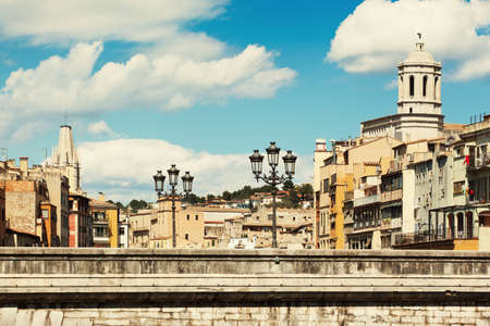 View of Girona with vintage colors, digitally edited, in high resolution  Horizontal の写真素材