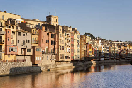 Picturesque view of the Onyar river, Girona.の写真素材