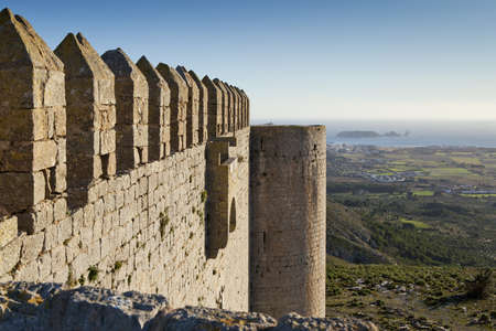 View from the top of this medieval Castle called "El Montgri" near the sea in Costa Brava, Spain.のeditorial素材