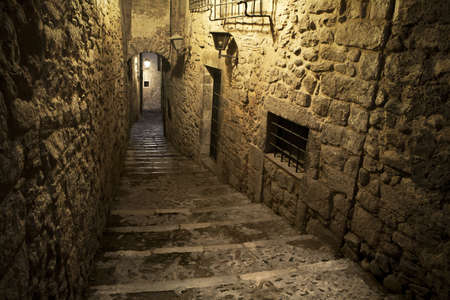 Girona jewish neighborhood, one of the best conserved jewish quarter of Spain.の写真素材