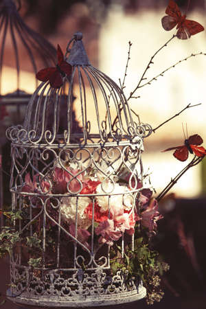 Retro revival flower ornamentation with flowers inside the jail.の写真素材