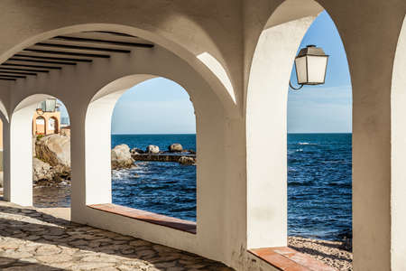 Typical passage of Costa Brava. Calella de Palafrugell, Girona.のeditorial素材