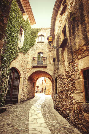 This is one of the greatest street of Pals, a small gothic mediterranean village, near the sea in the heart of Costa Brava.の写真素材