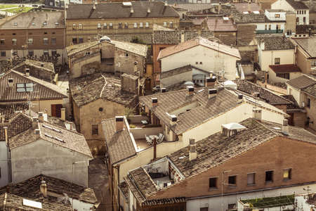 View of the medieval village of Olite. Navarra, Spain.の写真素材