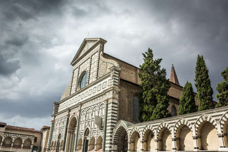 View of Santa Maria Novella with cloudy sky. Firenze, italy.の写真素材