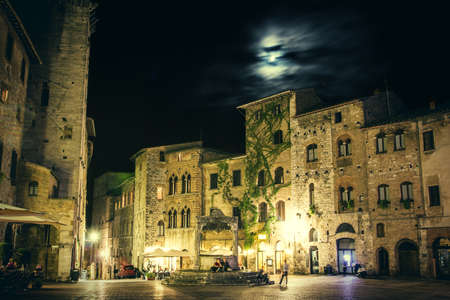 San Gimignano at night. Tuscany, Italy.の写真素材