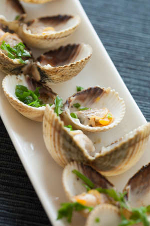 Fresh cooked cockles, ready to eat. Typical tapas from Spain.の写真素材