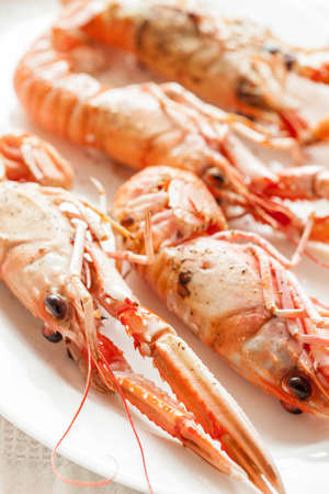 Some fresh and cooked crayfish tapas, ready to eat.の写真素材