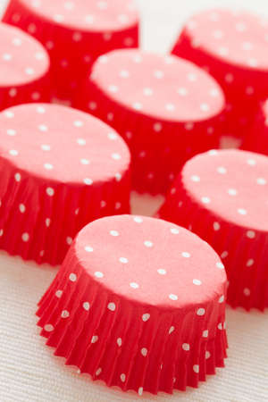 Bunch of red and white cupcake liners.の写真素材