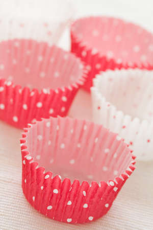 Bunch of red and white cupcake liners.の写真素材