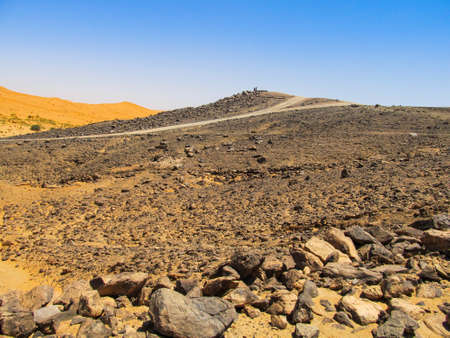 Merzouga desert landscape in a hot and sunny day の写真素材