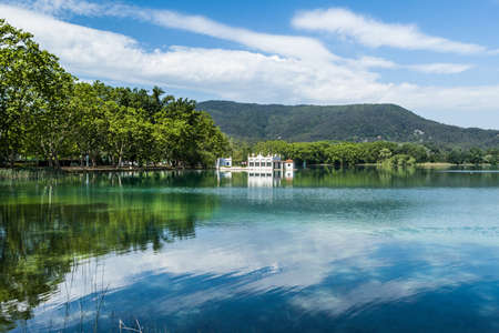 Landscape about Banyoles famous Lake, Girona.の写真素材