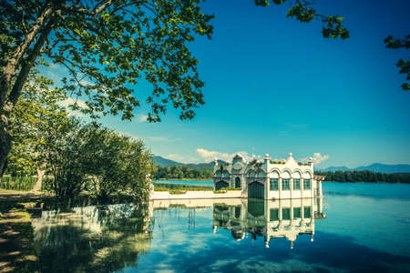 Landscape about Banyoles famous Lake with vintage colors.のeditorial素材