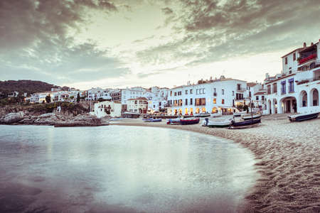 Afternoon landscape about Calella de Palafrugell, nice fisher's village of Costa Brava.のeditorial素材