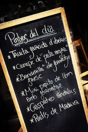 Typical spanish tapas chalkboard の写真素材