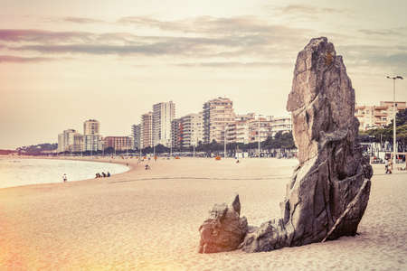Shore landscape in Platja daro, Costa Brava  Vintage colors digitally edited のeditorial素材