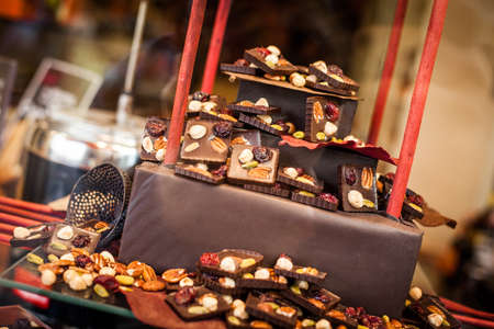 Belgian chocolate shop with natural light.