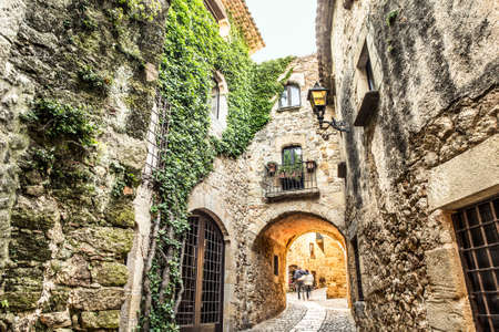Picturesque medieval village of Pals, Costa Brava.の写真素材
