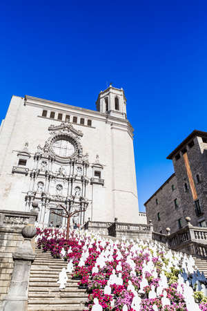 Girona Cathedral in "Girona Temps de Flors" time.の写真素材