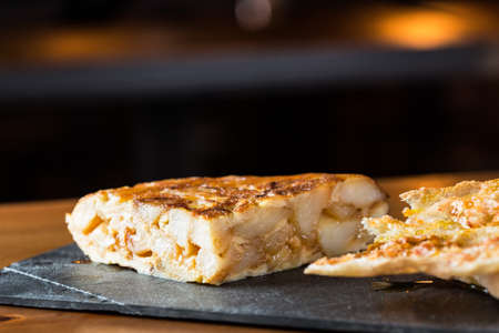 Tortilla de patatas ready to eat.の写真素材