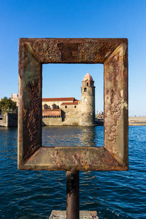 Different point of view of medieval village of Colliure, France.の写真素材