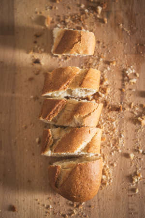 Top view of baguette slices.の写真素材