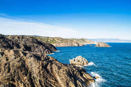 Landscape of Cap de Creus, a natural reserve in Costa Brava, Spain.