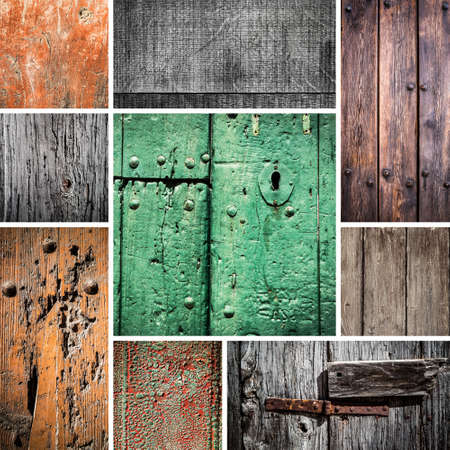 Grunge wood collage square composition.の写真素材