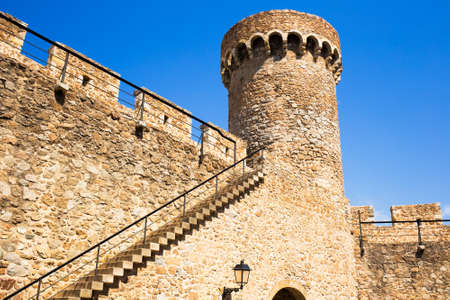 Tossa de Mar Castle detail, Costa Brava. Spain.のeditorial素材