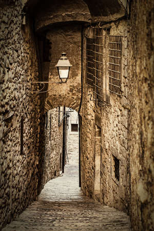 Girona jewish neighborhood, one of the best conserved jewish quarter of Spain.の写真素材