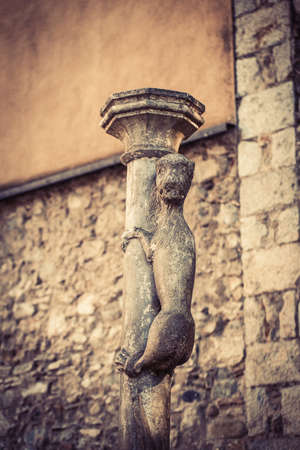 "Cul de la lleona" that means "The lion ass" the legend says: If you kiss her ass, you will be back to Girona!の写真素材