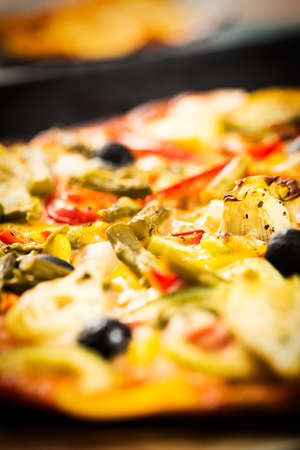 Detail of healthy vegetables pizza.の写真素材