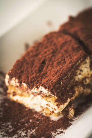 Homemade tiramisu cake dessert.の写真素材