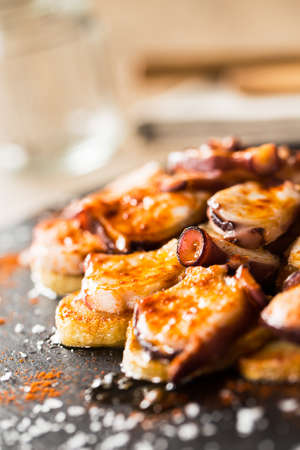 Delicious galician octopus: Pulpo a Feira. Typical spanish tapas.