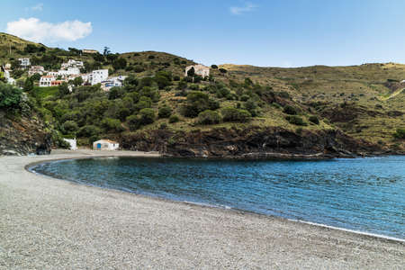 Beautiful sunny seascape from rocky coastlineの写真素材