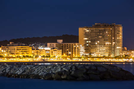 Twilight view of Palamos bay, Costa Brava. Spain.の写真素材