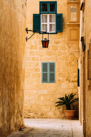 View of Medieval streets of Mdina in Malta's island.