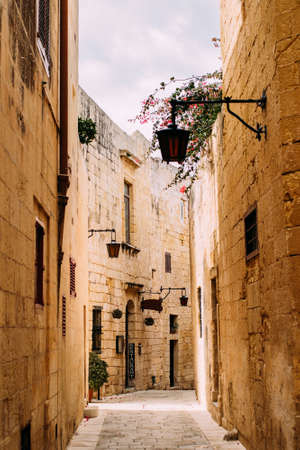 View of Medieval streets of Mdina in Malta's island.の写真素材